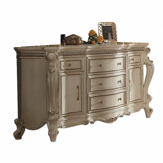 37" Pearl Wood Two Door Five Drawer Combo Dresser