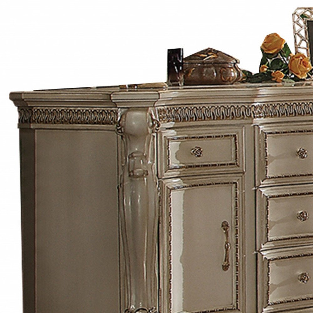37" Pearl Wood Two Door Five Drawer Combo Dresser
