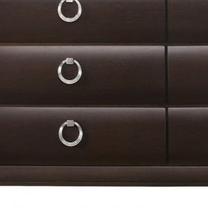 63" Merlot Wood Six Drawer Double Dresser