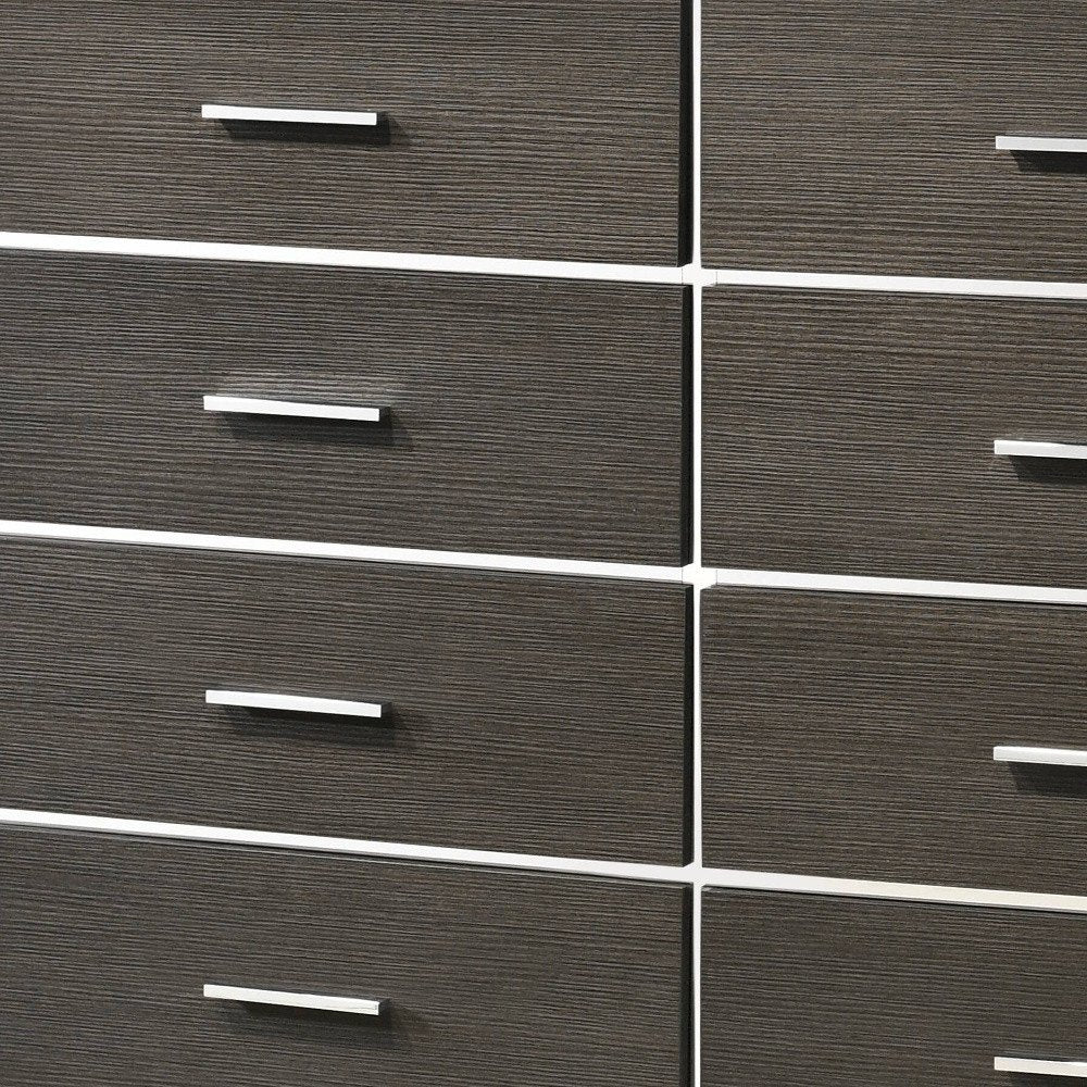 57" Gray Wood Eight Drawer Double Dresser