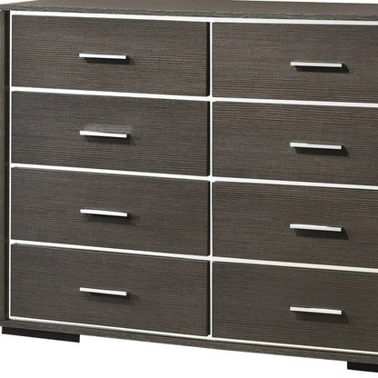 57" Gray Wood Eight Drawer Double Dresser