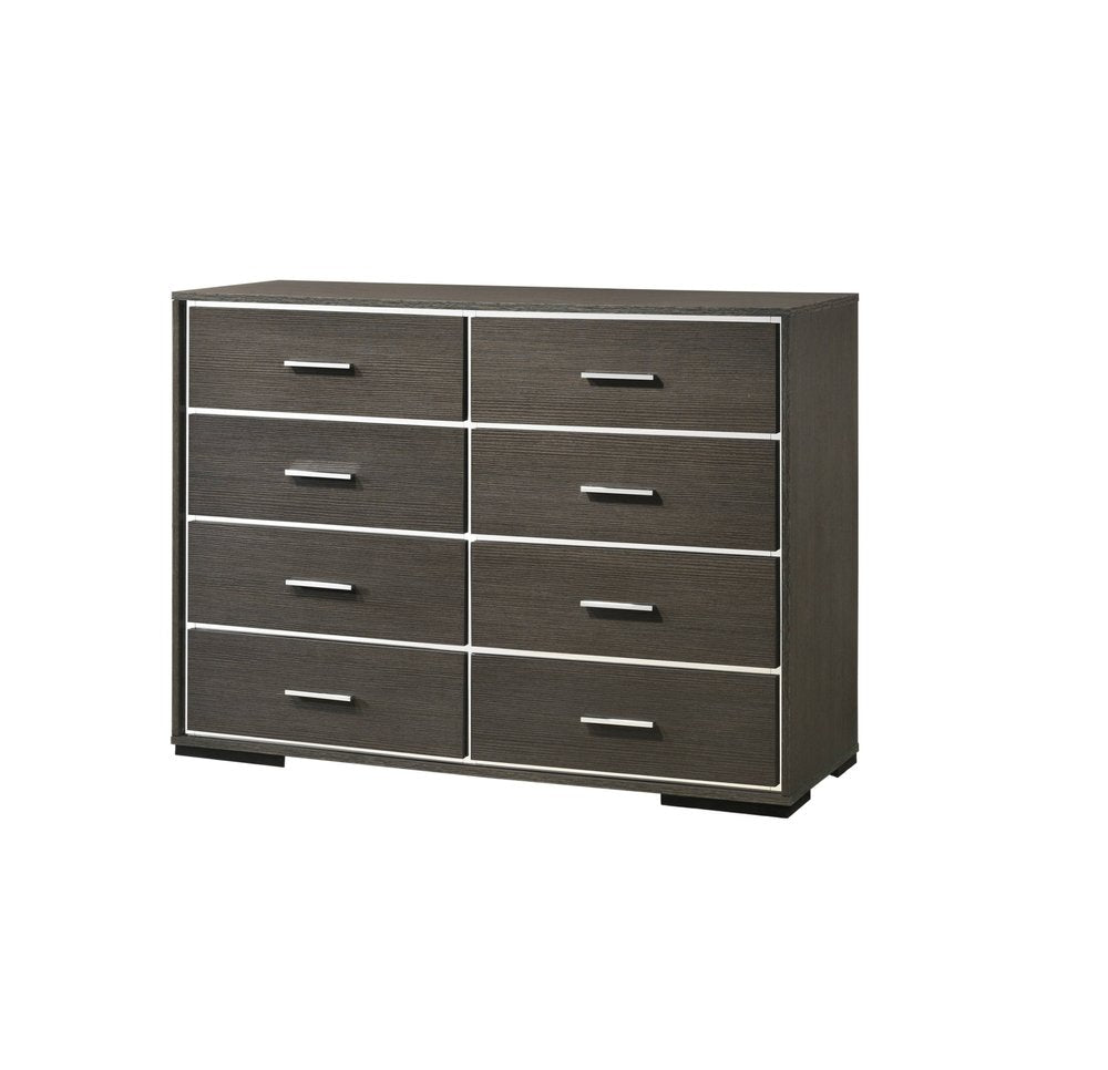 57" Gray Wood Eight Drawer Double Dresser