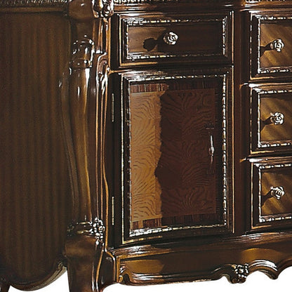37" Brown Wood Two Door Five Drawer Combo Dresser