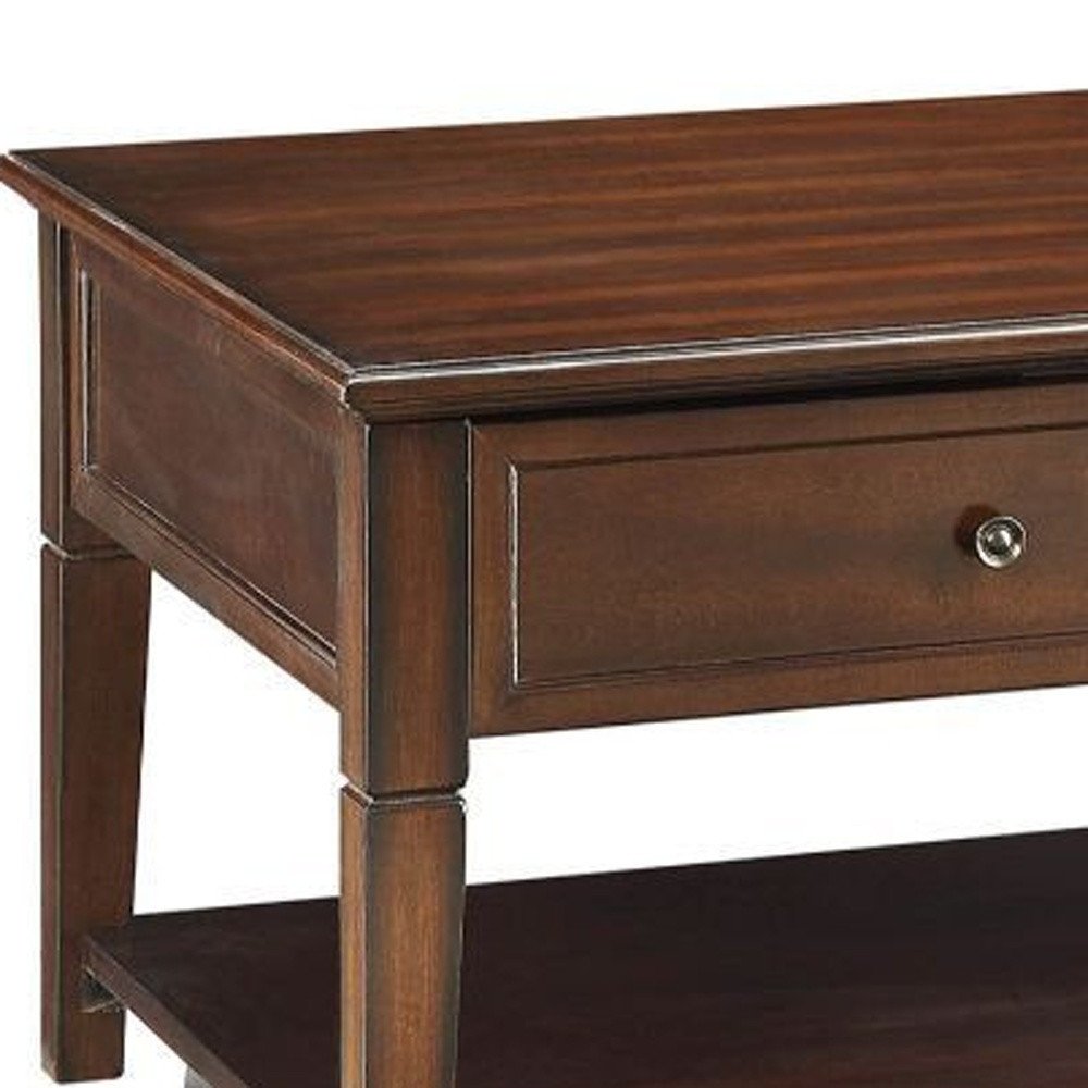 48" Brown Wood Lift Top Coffee Table With Shelf