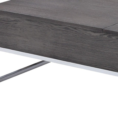 47" Gray and Silver Wood Lift Top Frame Coffee Table