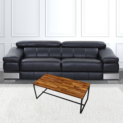 47" Black And Oak Pvc Veneer Rectangular Coffee Table