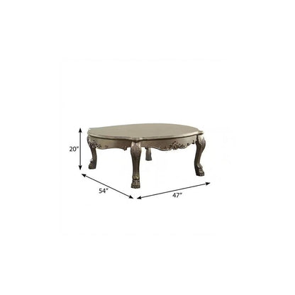 54" Gold and Bone Wood Coffee Table