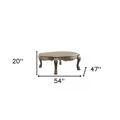 54" Gold and Bone Wood Coffee Table