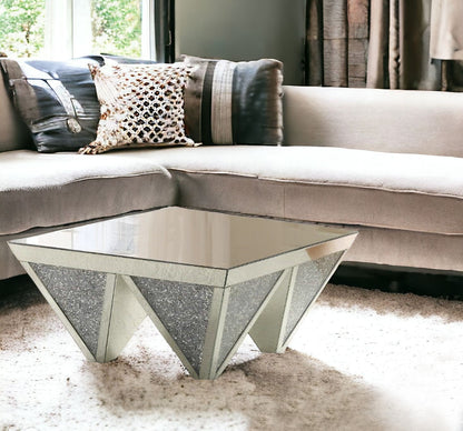 37" Silver Glass Square Mirrored Coffee Table