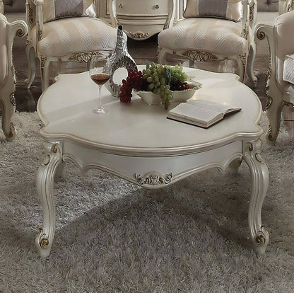 54" Pearl Wood And Polyresin Coffee Table