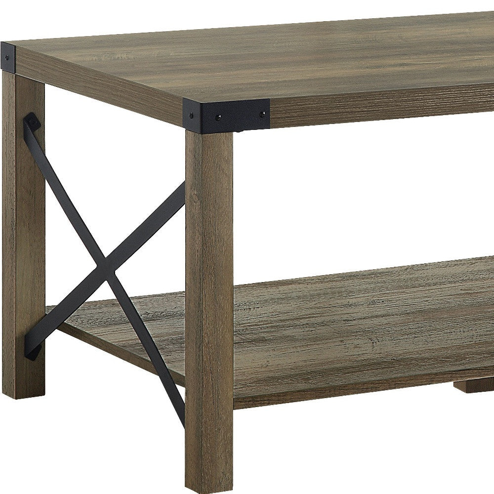 47" Oak Coffee Table With Shelf