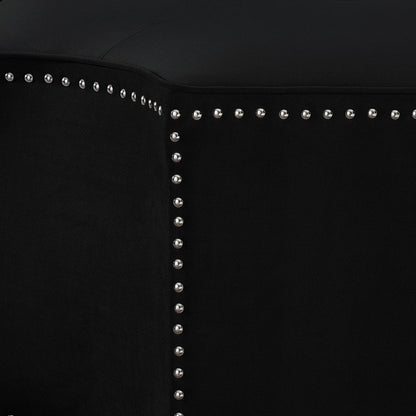 33" Black Velvet Specialty Cocktail Ottoman