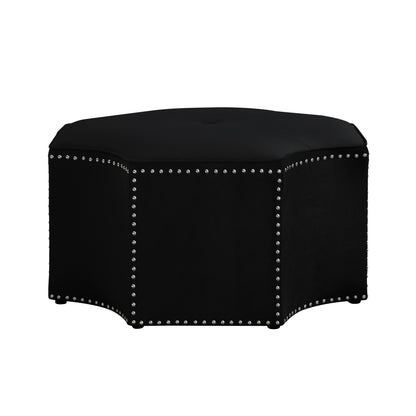 33" Black Velvet Specialty Cocktail Ottoman