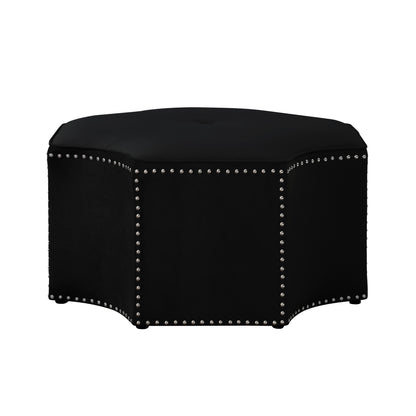 33" Black Velvet Specialty Cocktail Ottoman