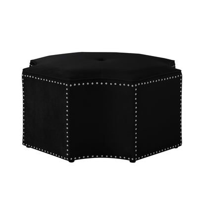 33" Black Velvet Specialty Cocktail Ottoman