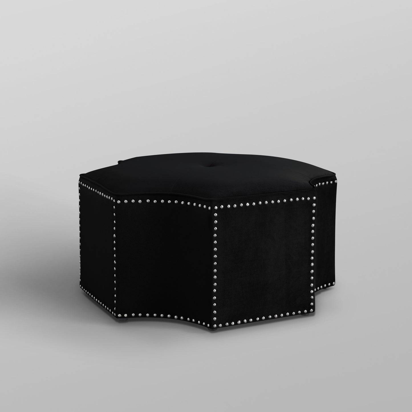 33" Black Velvet Specialty Cocktail Ottoman