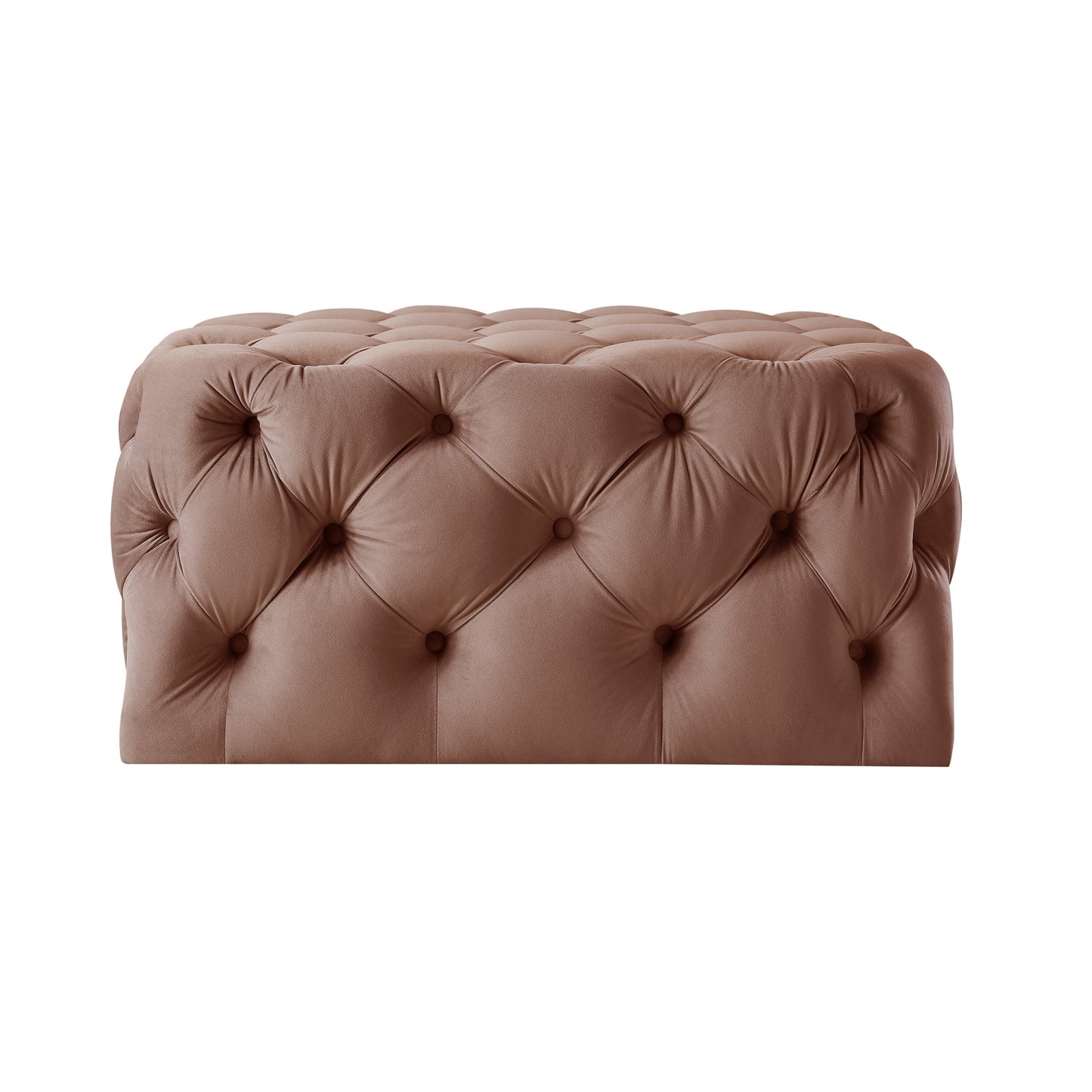 33" Blush Velvet Rolling Tufted Cocktail Ottoman