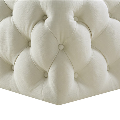 33" Blush Velvet Rolling Tufted Cocktail Ottoman