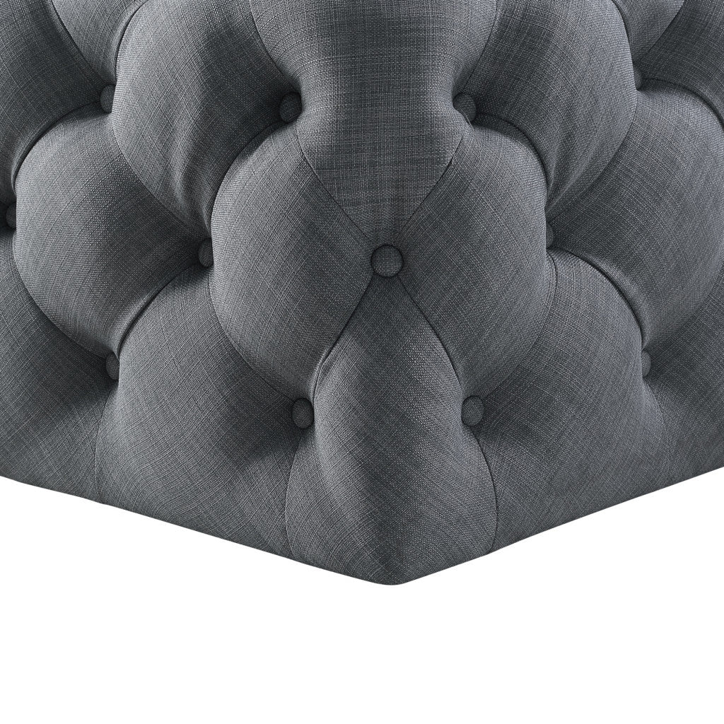 33" Blush Velvet Rolling Tufted Cocktail Ottoman