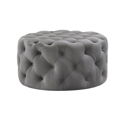 33" Blush Velvet Rolling Tufted Round Cocktail Ottoman