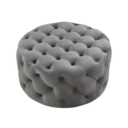 33" Blush Velvet Rolling Tufted Round Cocktail Ottoman