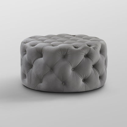 33" Blush Velvet Rolling Tufted Round Cocktail Ottoman