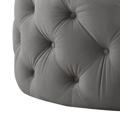 33" Blush Velvet Rolling Tufted Round Cocktail Ottoman