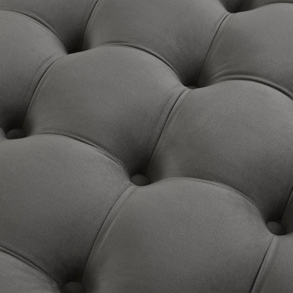 33" Blush Velvet Rolling Tufted Round Cocktail Ottoman