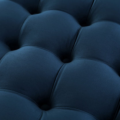 33" Blush Velvet Rolling Tufted Round Cocktail Ottoman