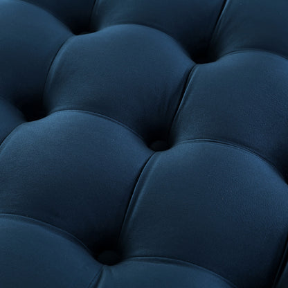 33" Blush Velvet Rolling Tufted Round Cocktail Ottoman