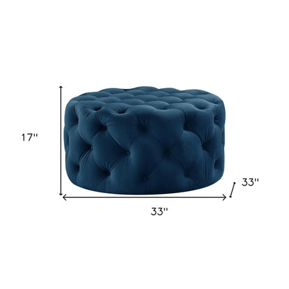 33" Blush Velvet Rolling Tufted Round Cocktail Ottoman