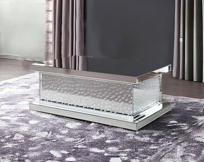 47" Silver Glass Mirrored Coffee Table