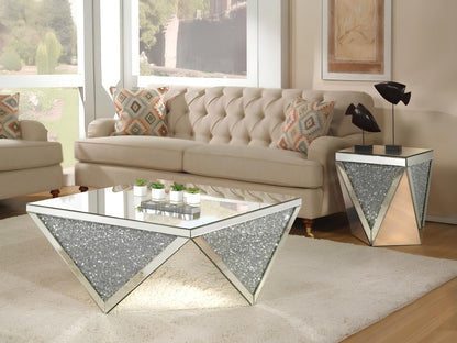 38" Silver Glass Square Mirrored Coffee Table