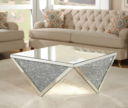 38" Silver Glass Square Mirrored Coffee Table