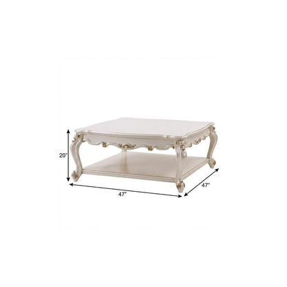 47" Pearl Wood Coffee Table With Shelf