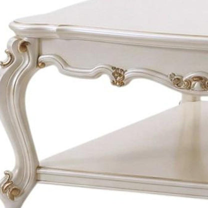 47" Pearl Wood Coffee Table With Shelf