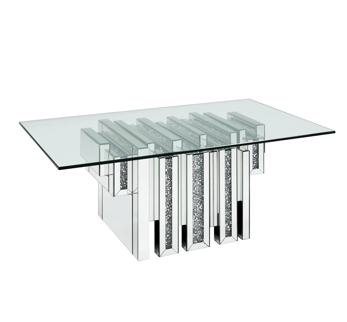 47" Clear And Silver Glass Mirrored Coffee Table