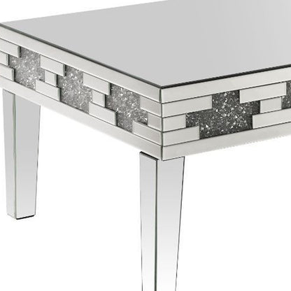 48" Silver Mirrored And Manufactured Wood Rectangular Mirrored Coffee Table