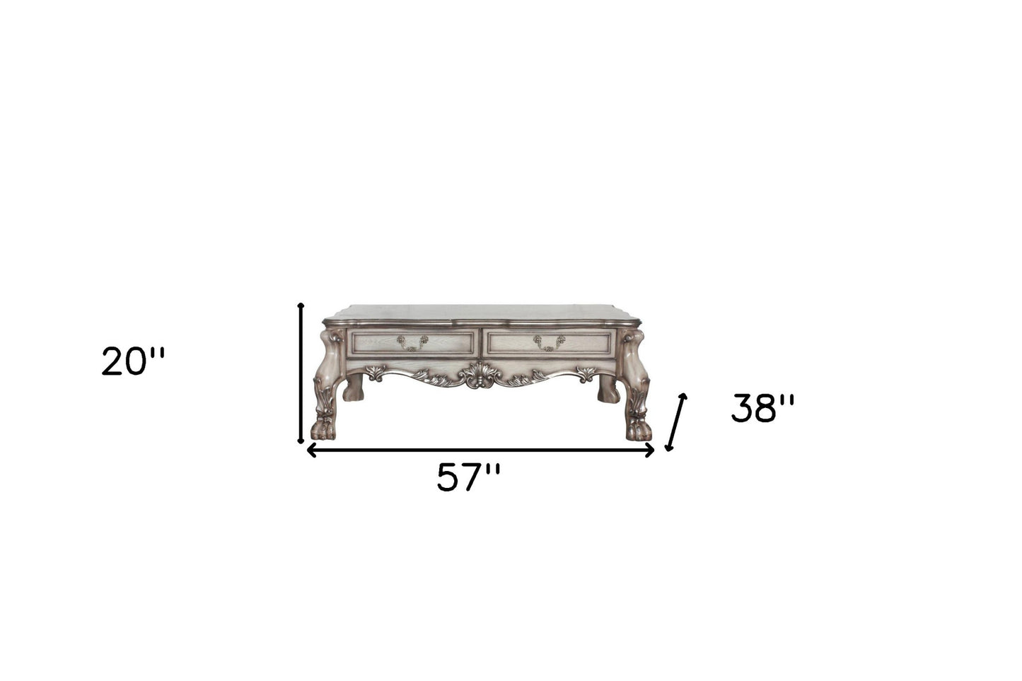 57" Bone Solid And Manufactured Wood Coffee Table With Two Drawers