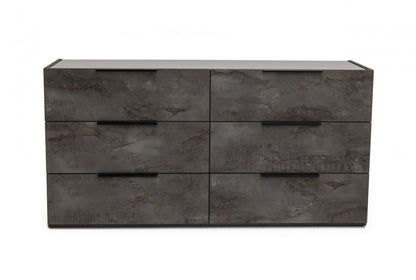61" Gray Wood Six Drawer Double Dresser