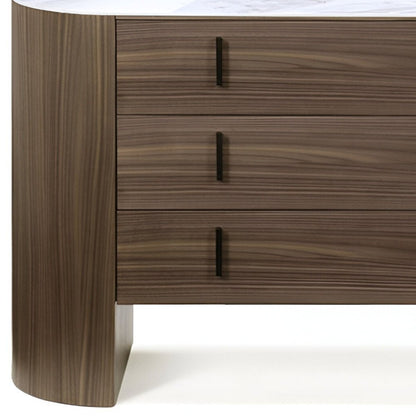 55" Brown Wood Three Drawer Dresser