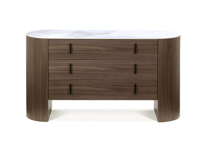 55" Brown Wood Three Drawer Dresser