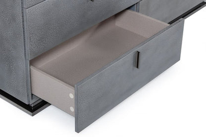 59" Gunmetal Wood Six Drawer Double Dresser