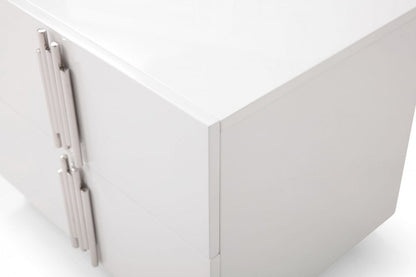 64" White Wood Six Drawer Double Dresser