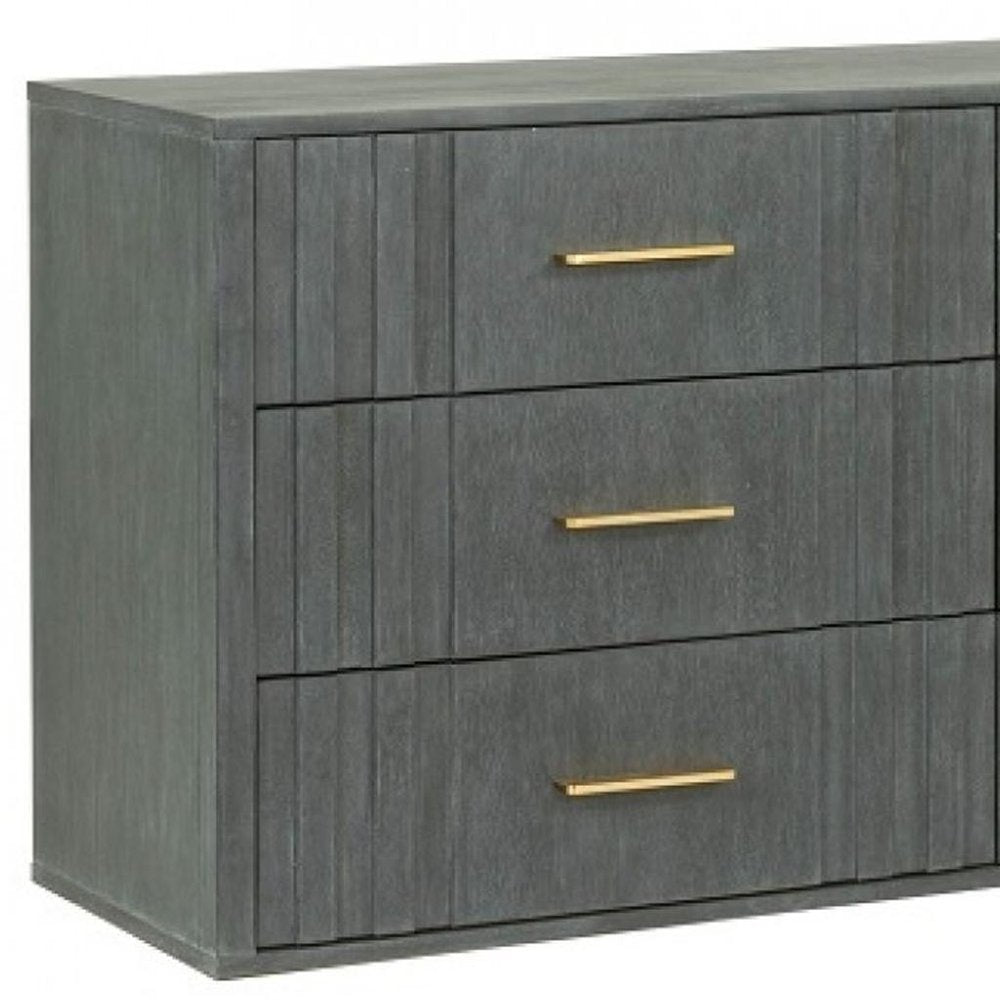 63" Gray Wood Six Drawer Double Dresser