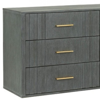 63" Gray Wood Six Drawer Double Dresser