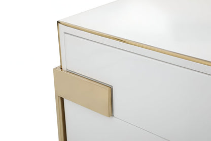 60" Gold And White Wood Six Drawer Double Dresser