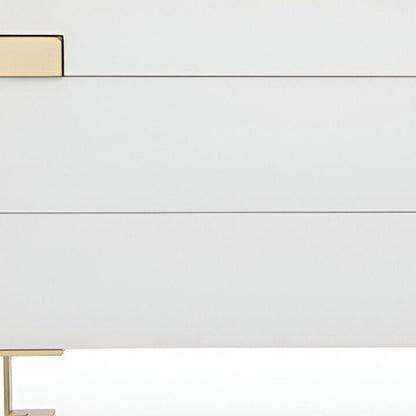 60" Gold And White Wood Six Drawer Double Dresser