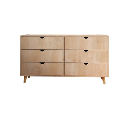 59" Natural Six Drawer Double Dresser