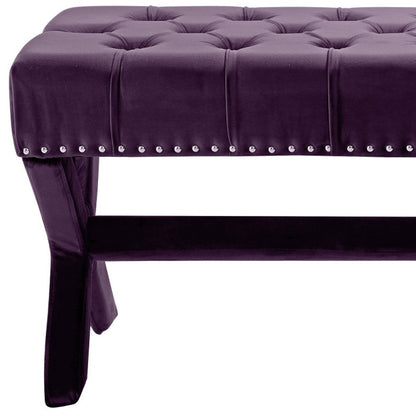 45" Gray Upholstered Velvet Bench